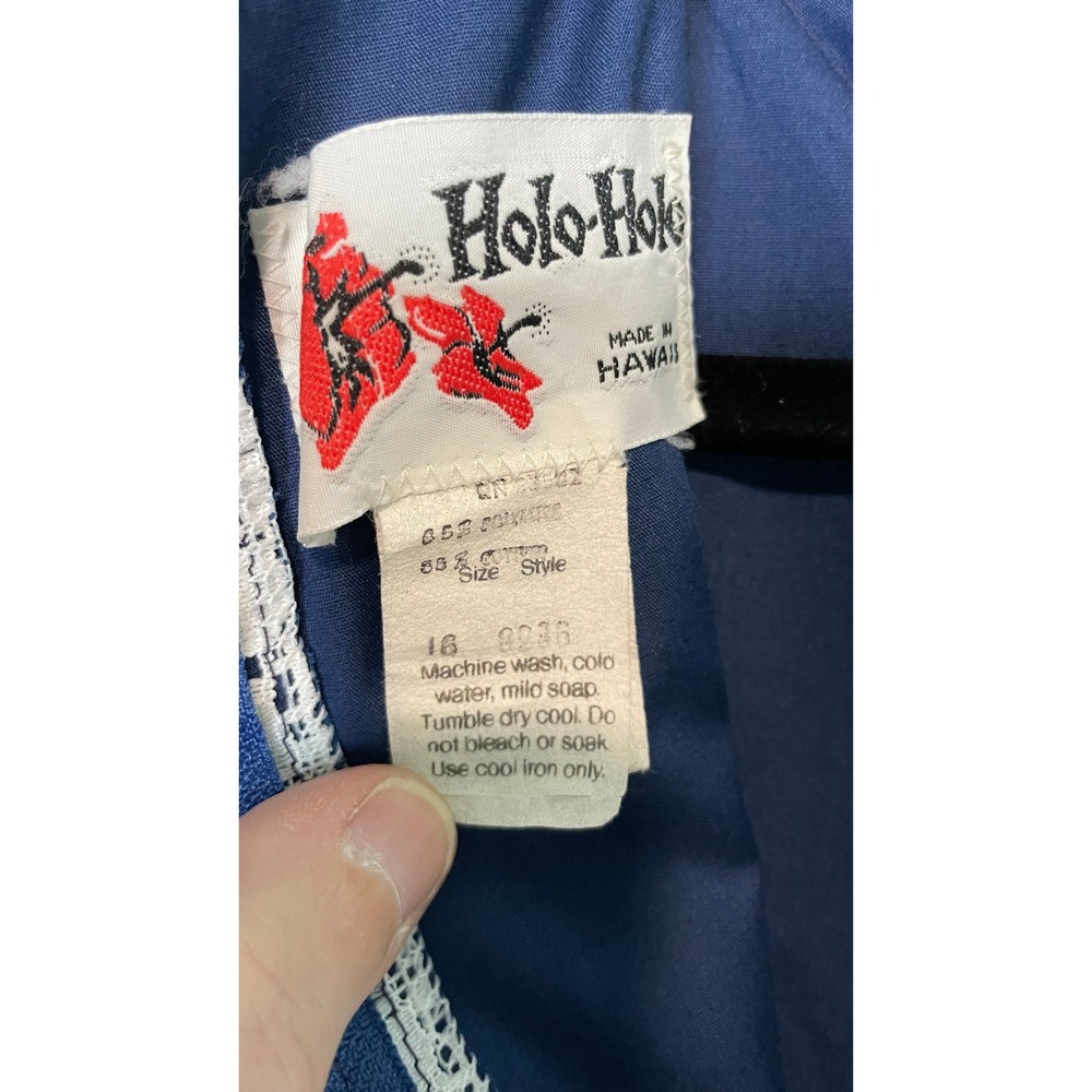 Holo Holo Hawaii Muumuu Dress Vintage Boho Cottagecore Blue Floral Cotton 16 - Picture 2 of 11